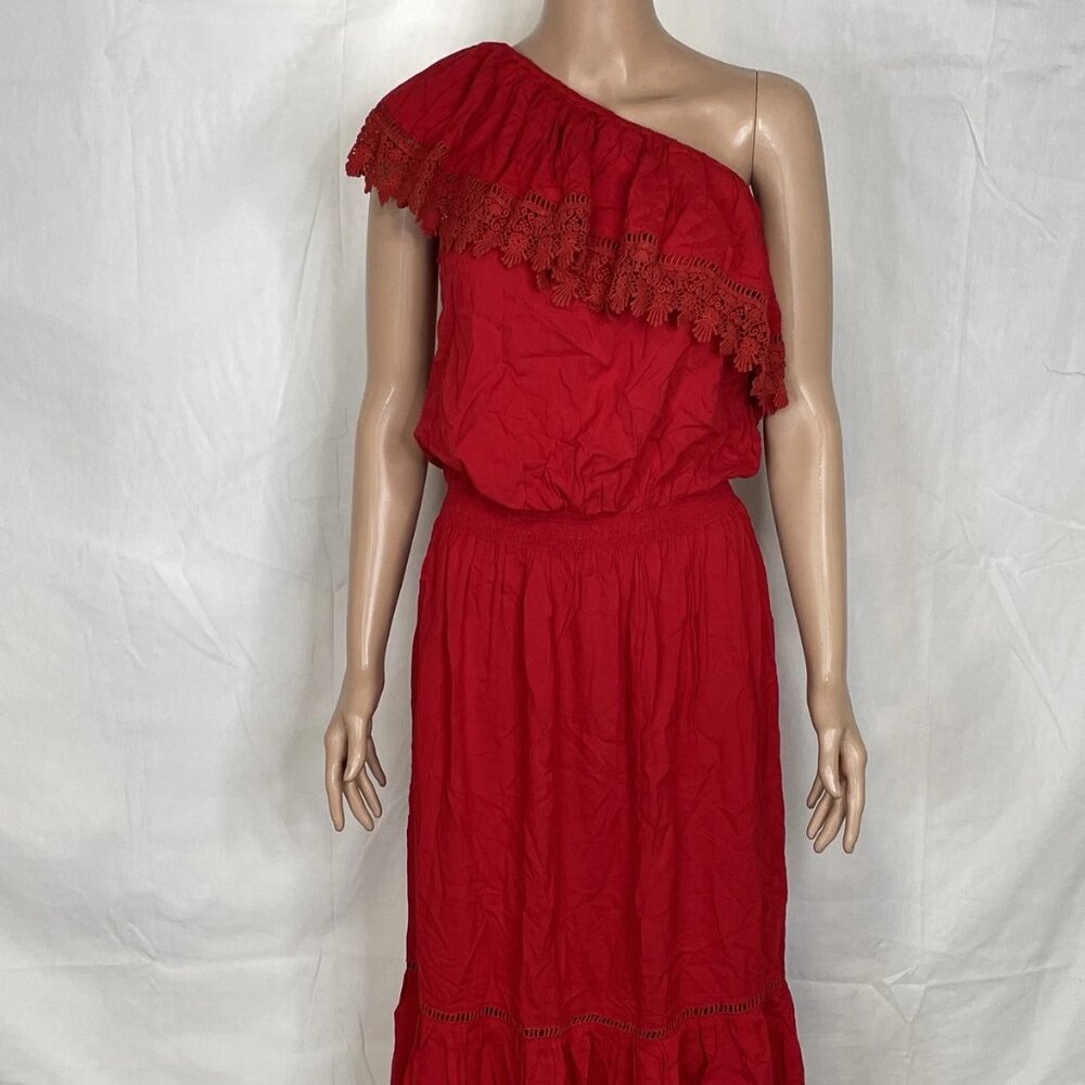 MELISSA ODABASH Women’s Jo One-Shoulder Midi Dress Red Size M